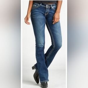Silver Jeans Suki Bootcut Low Rise Western Cowgirl Denim Blue Jeans Sz 26